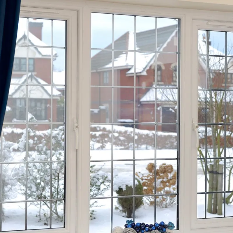 White UPVC windows at winter