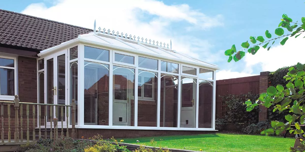 White Glass-To-Floor Conservatory